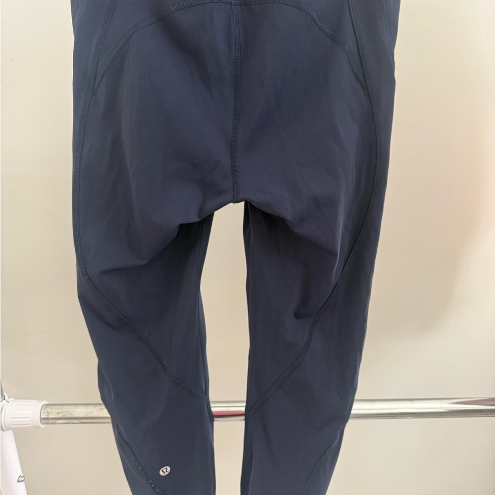 Lululemon Navy Blue Athletic Leggings  Back Seam Detail
